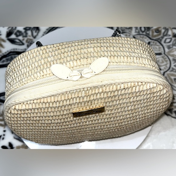 Vintage Christian DIOR Perfume Straw Weave Canvas Trim Dune Zip Tabs - Picture 9 of 15